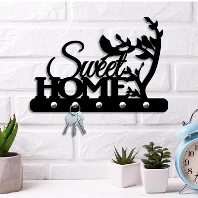 Chaveiro de Parede Home Sweet Home - Forma de Chave e Casa