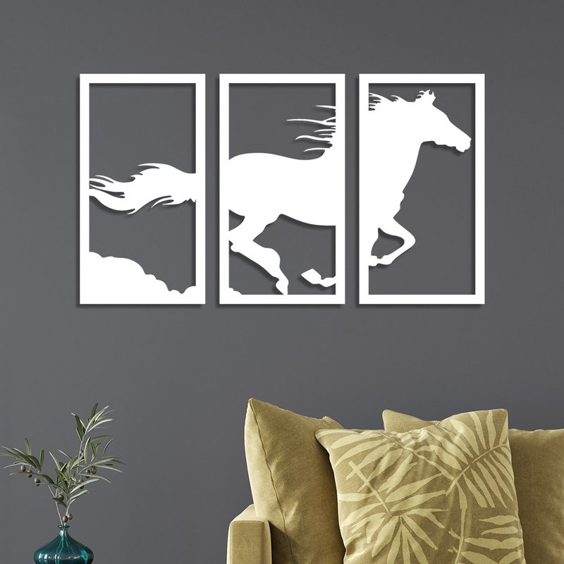 Quadro Decorativo Vazado Cavalo Marinho Geométrico MDF 3mm Preto